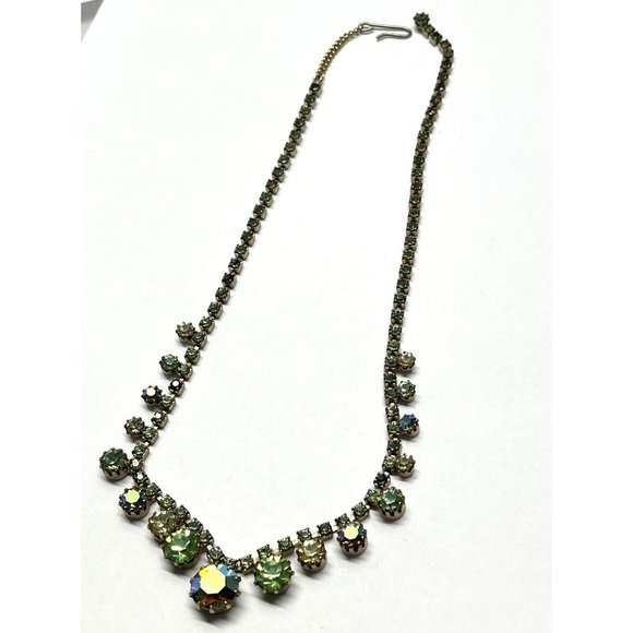 Vintage Karu Green Rhinestone Necklace - Picture 3 of 7
